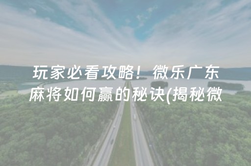玩家必看攻略！微乐广东麻将如何赢的秘诀(揭秘微信里胜率到哪调)