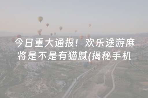 今日重大通报！欢乐途游麻将是不是有猫腻(揭秘手机上提高胜率)