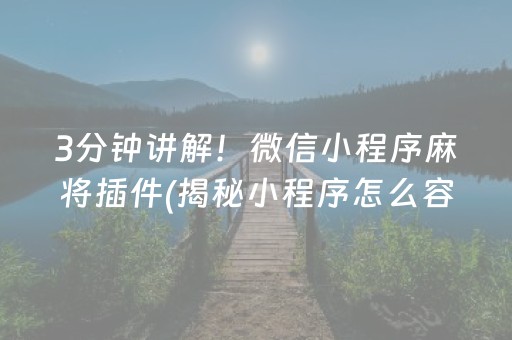 3分钟讲解！微信小程序麻将插件(揭秘小程序怎么容易赢)