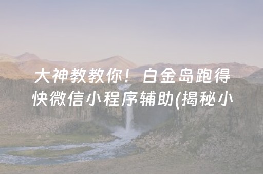 大神教教你！白金岛跑得快微信小程序辅助(揭秘小程序提高赢的概率)