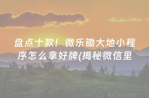 盘点十款！微乐锄大地小程序怎么拿好牌(揭秘微信里胡牌技巧)