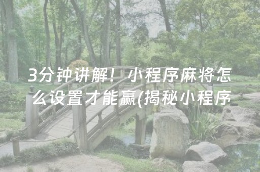 3分钟讲解！小程序麻将怎么设置才能赢(揭秘小程序助攻神器)