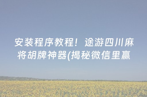 安装程序教程！途游四川麻将胡牌神器(揭秘微信里赢牌的技巧)