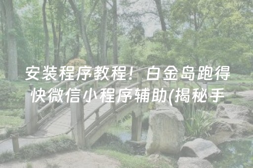 安装程序教程！白金岛跑得快微信小程序辅助(揭秘手机上输赢规律)