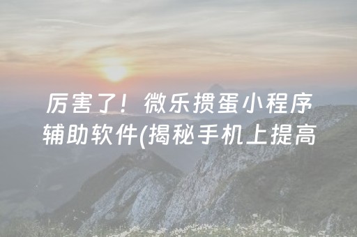 厉害了！微乐掼蛋小程序辅助软件(揭秘手机上提高赢的概率)
