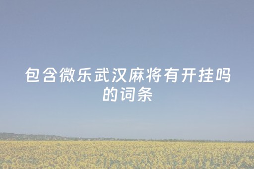 包含微乐武汉麻将有开挂吗的词条