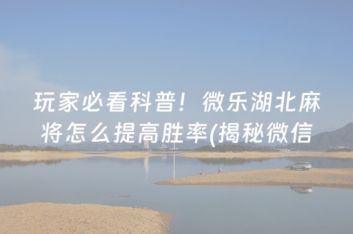 玩家必看科普！微乐湖北麻将怎么提高胜率(揭秘微信里插件购买)
