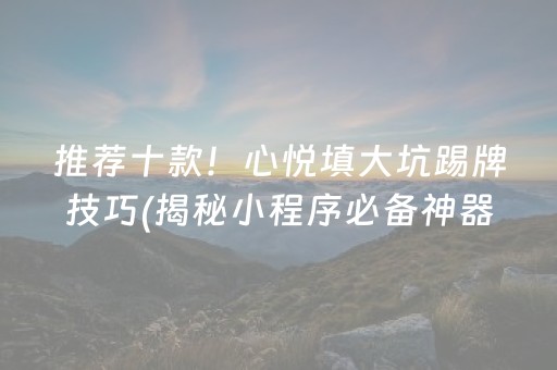 推荐十款！心悦填大坑踢牌技巧(揭秘小程序必备神器)