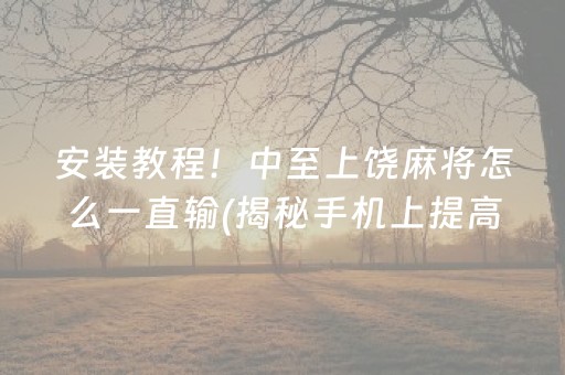 安装教程！中至上饶麻将怎么一直输(揭秘手机上提高胜率)