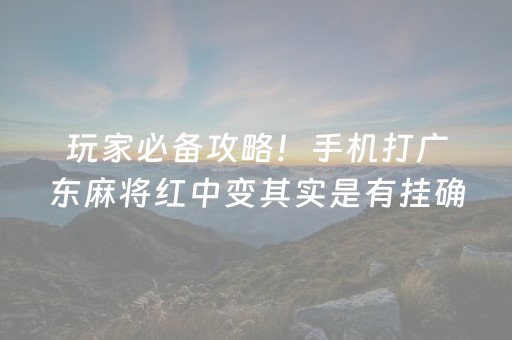 玩家必备攻略！手机打广东麻将红中变其实是有挂确实有挂(确实有挂)