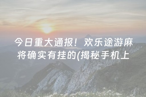 今日重大通报！欢乐途游麻将确实有挂的(揭秘手机上辅牌器)