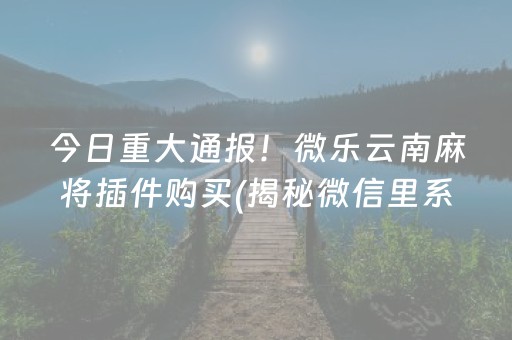 今日重大通报！微乐云南麻将插件购买(揭秘微信里系统发好牌)