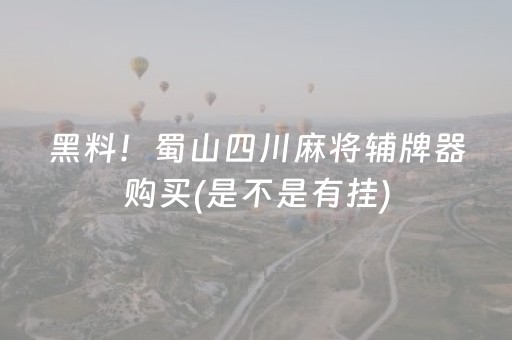 黑料！蜀山四川麻将辅牌器购买(是不是有挂)