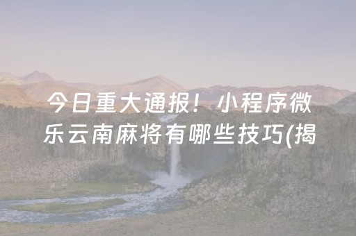 今日重大通报！小程序微乐云南麻将有哪些技巧(揭秘小程序输赢规律)