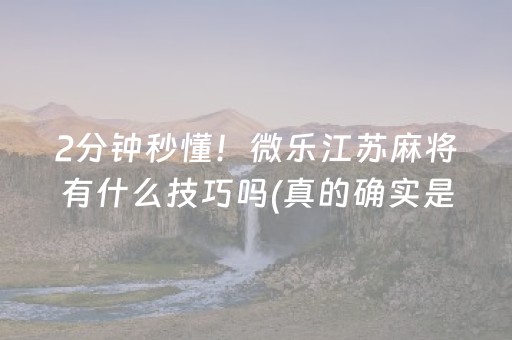 2分钟秒懂！微乐江苏麻将有什么技巧吗(真的确实是有挂)