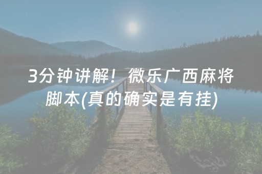 3分钟讲解！微乐广西麻将脚本(真的确实是有挂)