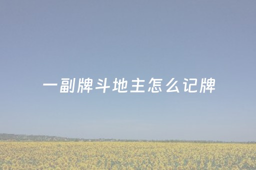一副牌斗地主怎么记牌（一副牌斗地主如何记牌）