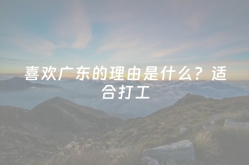 喜欢广东的理由是什么？适合打工，更适合打卡
