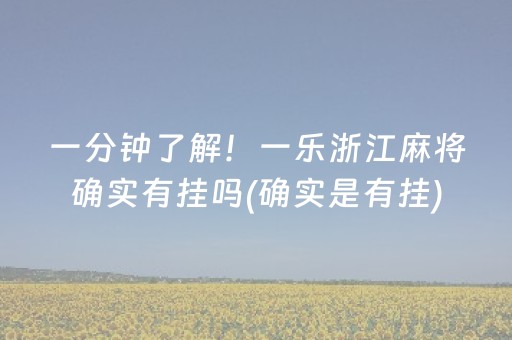 一分钟了解！一乐浙江麻将确实有挂吗(确实是有挂)