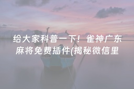 给大家科普一下！雀神广东麻将免费插件(揭秘微信里必备神器)