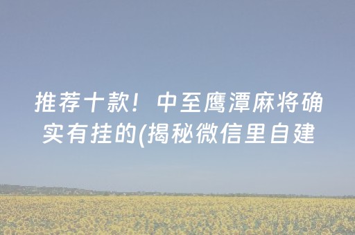推荐十款！中至鹰潭麻将确实有挂的(揭秘微信里自建房怎么赢)