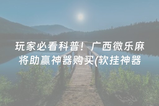 玩家必看科普！广西微乐麻将助赢神器购买(软挂神器)