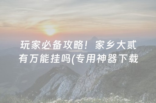 玩家必备攻略！家乡大贰有万能挂吗(专用神器下载)