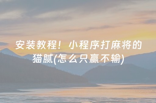 安装教程！小程序打麻将的猫腻(怎么只赢不输)