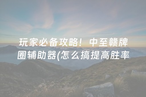 玩家必备攻略！中至赣牌圈辅助器(怎么搞提高胜率)