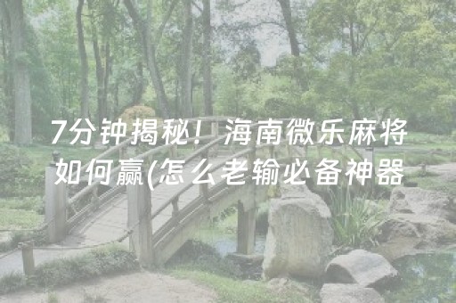 7分钟揭秘！海南微乐麻将如何赢(怎么老输必备神器)