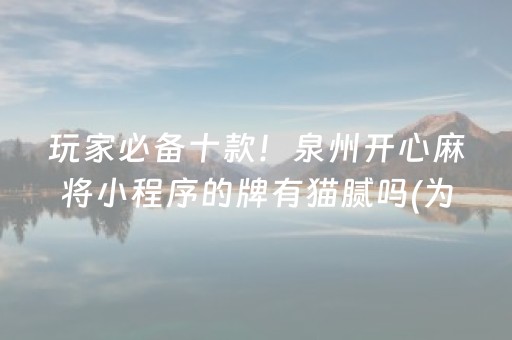 玩家必备十款！泉州开心麻将小程序的牌有猫腻吗(为什么牌一直很差)