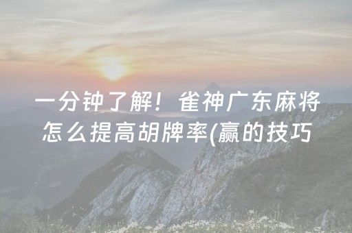 一分钟了解！雀神广东麻将怎么提高胡牌率(赢的技巧系统规律)