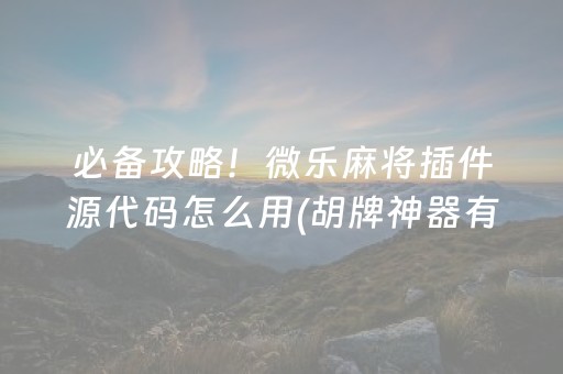 必备攻略！微乐麻将插件源代码怎么用(胡牌神器有猫腻吗)