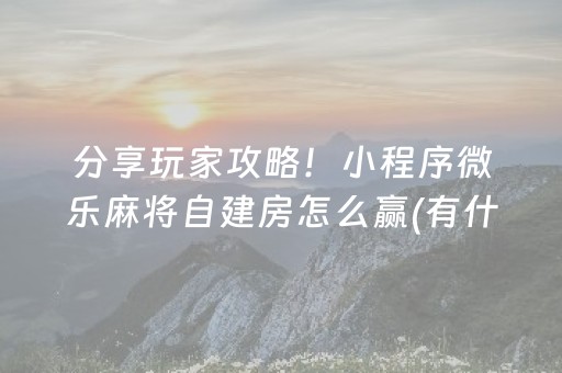 分享玩家攻略！小程序微乐麻将自建房怎么赢(有什么能赢的方法)