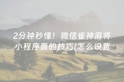 玩家必备教程！微乐福建麻将专用神器(揭秘微信里赢牌技巧)
