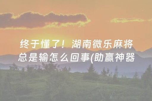 终于懂了！湖南微乐麻将总是输怎么回事(助赢神器购买)