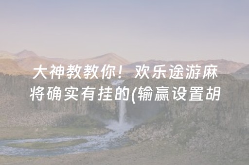 大神教教你！欢乐途游麻将确实有挂的(输赢设置胡牌规律)