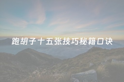 跑胡子十五张技巧秘籍口诀（跑胡子必胜技巧）