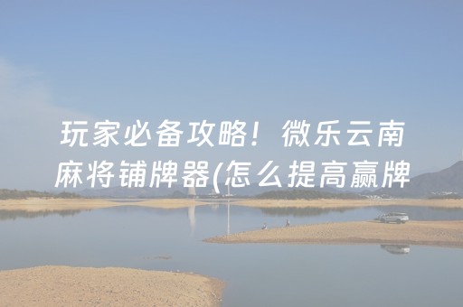 玩家必备攻略！微乐云南麻将铺牌器(怎么提高赢牌率)