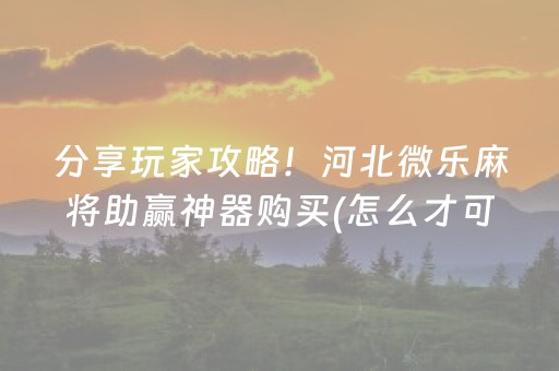 分享玩家攻略！河北微乐麻将助赢神器购买(怎么才可以赢)
