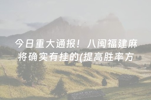 今日重大通报！八闽福建麻将确实有挂的(提高胜率方法)