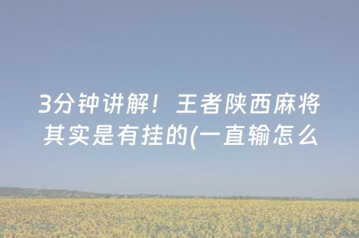 3分钟讲解！王者陕西麻将其实是有挂的(一直输怎么办)