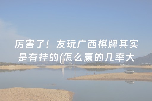 厉害了！友玩广西棋牌其实是有挂的(怎么赢的几率大)