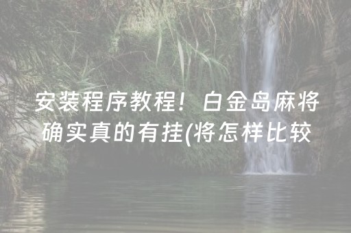 安装程序教程！白金岛麻将确实真的有挂(将怎样比较容易赢)