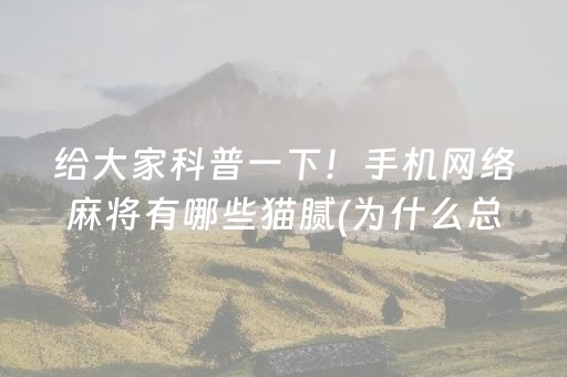 给大家科普一下！手机网络麻将有哪些猫腻(为什么总是输)