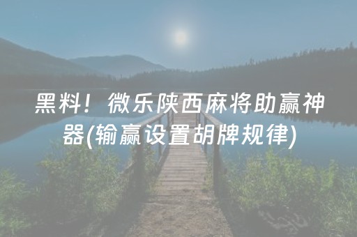 黑料！微乐陕西麻将助赢神器(输赢设置胡牌规律)