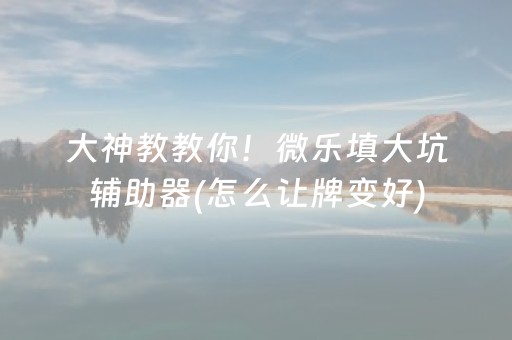 大神教教你！微乐填大坑辅助器(怎么让牌变好)