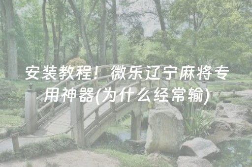 安装教程！微乐辽宁麻将专用神器(为什么经常输)