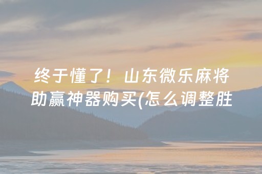 终于懂了！山东微乐麻将助赢神器购买(怎么调整胜率)