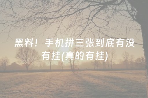 黑料！手机拼三张到底有没有挂(真的有挂)